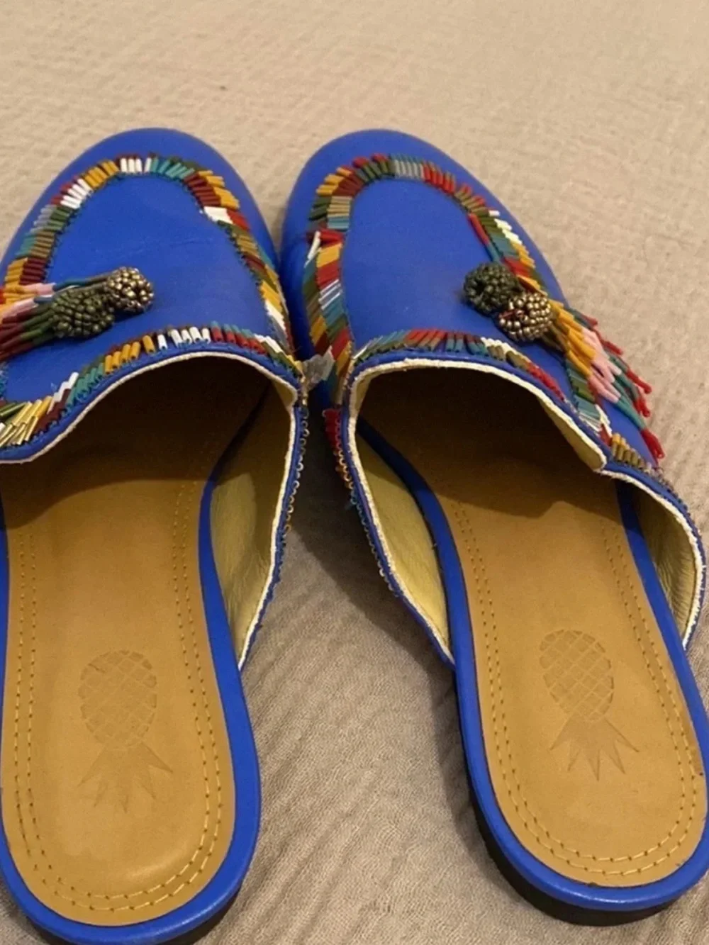 FARM Rio Electric Blue Beaded Tassel Loafers - Picture 4 of 5